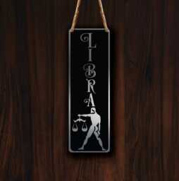 Libra Zodiac Sign Wall Art Brushed Silver Hanging Plaque - thumbnail 1