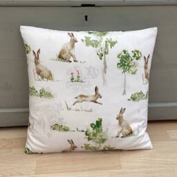 Handmade Double Sided Hampstead Hare Rabbit Linen Country Home Throw Pillow Sham Cushion Cover - thumbnail 2