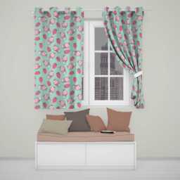 Cute Strawberry Cupcakes & Sweet Treats On Mint Background Seamless Pattern Readymade Eyelet Ring Top Thermal 100% Blackout Curtains - thumbnail 1