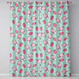 Cute Strawberry Cupcakes & Sweet Treats On Mint Background Seamless Pattern Readymade Eyelet Ring Top Thermal 100% Blackout Curtains - thumbnail 2