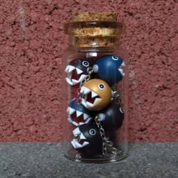 Super Mario Chain Chomp Glass Bottle Polymer Clay Charm Or Necklace - thumbnail 3