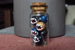 Super Mario Chain Chomp Glass Bottle Polymer Clay Charm Or Necklace