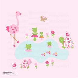Vinyl Girls Bright Tropical Pond Scene Decals - Wall Art Stickers Gp01-4030 - thumbnail 2