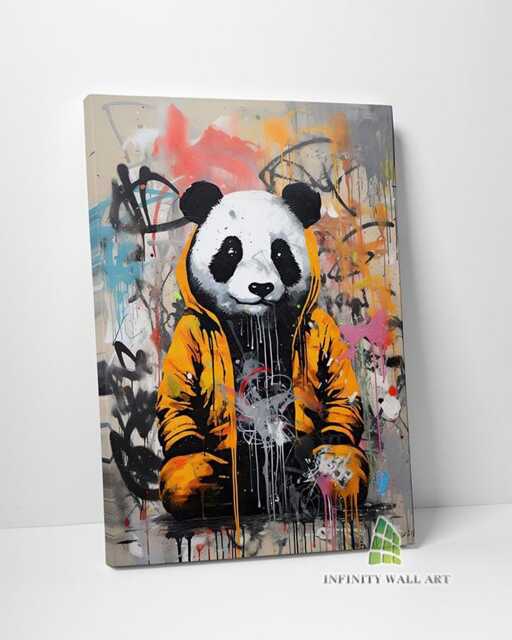 Panda Graffiti Canvas Art Wall Print Picture Abstract Framed Animal Decor -D783 - image 1