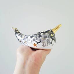 Narwhal Planter, Animal Mini Ceramic Narwhal, Decor, Birthday - thumbnail 4