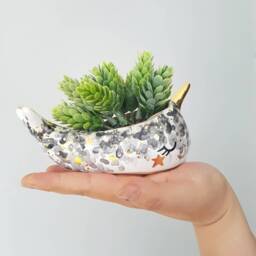 Narwhal Planter, Animal Mini Ceramic Narwhal, Decor, Birthday - thumbnail 3