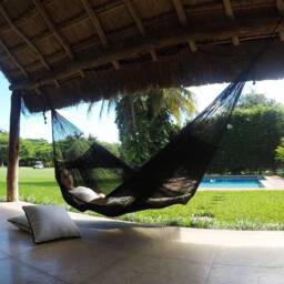 Black Jaguar Hammock Made With Thick Nylon Thread - Traditional Mayan Hammocks Customs Taxes Included - thumbnail 3