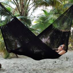 Black Jaguar Hammock Made With Thick Nylon Thread - Traditional Mayan Hammocks Customs Taxes Included - thumbnail 2