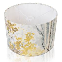 Prestigious Silver Birch Tree - Shadow Yellow Grey Drum Lampshade, Table/Ceiling, Colourful Nature Design, Custom Light Shade, Made in UK