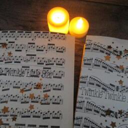 Twinkle Little Star Luminary Set, Vintage Sheet Music Centerpiece - thumbnail 3