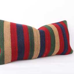 Kilim Lumbar Pillow Cover 12x24 Turkish Bohemian Cushion - thumbnail 2