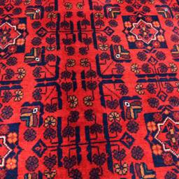 Rug 5x7 Afghan Handmade Red & Blue Soft Tribal Geometric Carpet. Living Room - thumbnail 4