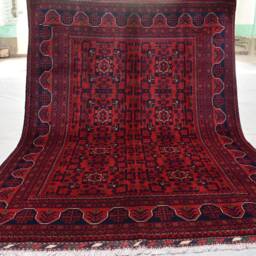 Rug 5x7 Afghan Handmade Red & Blue Soft Tribal Geometric Carpet. Living Room - thumbnail 3
