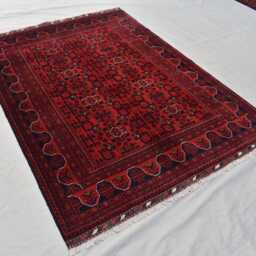 Rug 5x7 Afghan Handmade Red & Blue Soft Tribal Geometric Carpet. Living Room - thumbnail 2