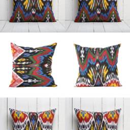 Set Of 6 Pcs, Ikat Pillow Cover, Silk & Cotton Pillow, 20.08 - thumbnail 2