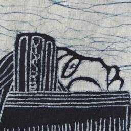 Vintage Batik , Abstract Painting , Tapestry, Table Matt, The Miao Child, Good Luck, Indigo Wall Hanging - thumbnail 3