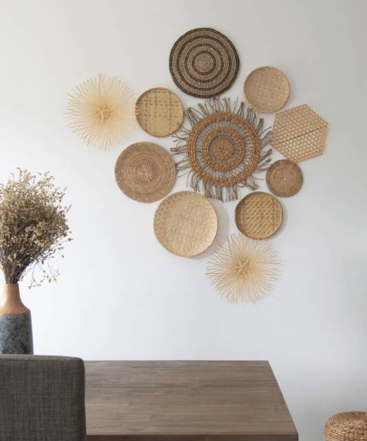 Hand Woven Bamboo Wall Decor Set, Coastal Boho Style - Set Of 11 - image 1