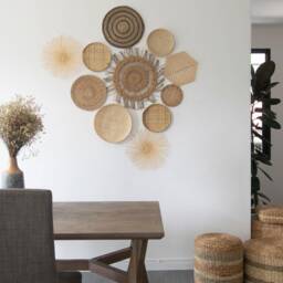 Hand Woven Bamboo Wall Decor Set, Coastal Boho Style - Set Of 11 - thumbnail 3