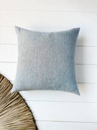 Softened Linen Pillow Case in Faded Blue/Natural Stripes/Linen Throw Stripes/Decorative Sham - thumbnail 1