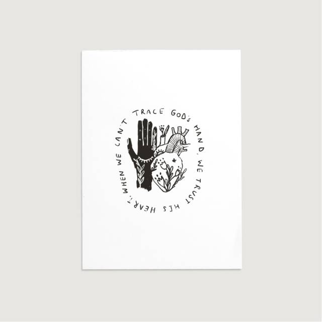 Trace God's Hand Trust His Heart C H Spurgeon/Bible Verse Wall Art Christian Recycled Card Kraft Or White - image 1