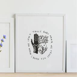 Trace God's Hand Trust His Heart C H Spurgeon/Bible Verse Wall Art Christian Recycled Card Kraft Or White - thumbnail 2