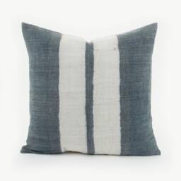 Vintage Hmong Hemp Throw Pillow Faded Indigo Stripe, 20x20 - thumbnail 1