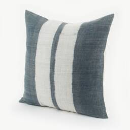 Vintage Hmong Hemp Throw Pillow Faded Indigo Stripe, 20x20 - thumbnail 4