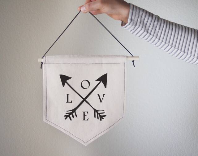 Hanging Canvas Wall Banner-Arrow Love, Bear, Canvas, Wall Art, Home Decor, Office Decor - image 1