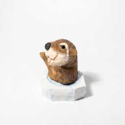 Joyful Wooden Sea Otter Hand Carved Animal Sculpture Coastal Desk Decor Cute Woodland Nursery Art Unique Gift For Lovers - thumbnail 3