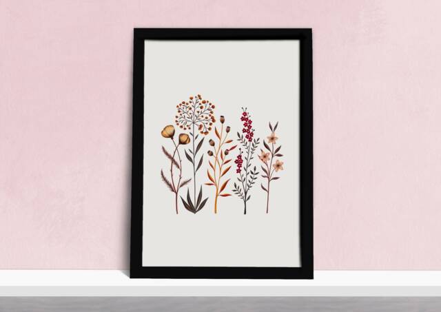 Autumn Wildflowers Art Print - Dried Flowers Warm-Toned Fall Floral Watercolour Illustration Gift For Gardeners A5, A4 Or A3 - image 1