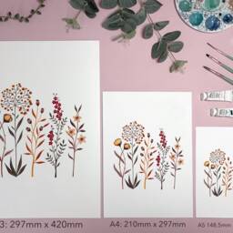 Autumn Wildflowers Art Print - Dried Flowers Warm-Toned Fall Floral Watercolour Illustration Gift For Gardeners A5, A4 Or A3 - thumbnail 3