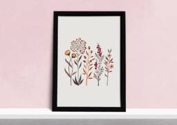 Autumn Wildflowers Art Print - Dried Flowers Warm-Toned Fall Floral Watercolour Illustration Gift For Gardeners A5, A4 Or A3 - thumbnail 1