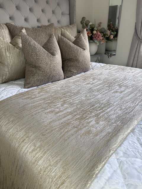 Luxurious Taupe Bed Runner Cover, Handmade Scarf Throw Blanket Comforter For Double, King Size, Super Bed, Luxury Bedding - Rosie - image 1