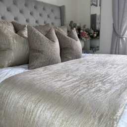 Luxurious Taupe Bed Runner Cover, Handmade Scarf Throw Blanket Comforter For Double, King Size, Super Bed, Luxury Bedding - Rosie - thumbnail 3