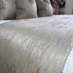 Luxurious Taupe Bed Runner Cover, Handmade Scarf Throw Blanket Comforter For Double, King Size, Super Bed, Luxury Bedding - Rosie - thumbnail 2