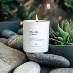 Lavender Amber Soy Wax Candle Natural Lavender Essential Oil Spa Day Gift For Her Box Christmas Home Decor Meditation - thumbnail 3