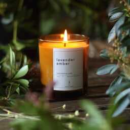 Lavender Amber Soy Wax Candle Natural Lavender Essential Oil Spa Day Gift For Her Box Christmas Home Decor Meditation - thumbnail 2