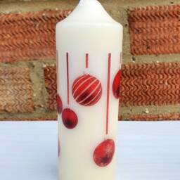 Set Of 3 Christmas Candles, Gingerbread Train, Baubles & Wreath Ring With Bow - thumbnail 3