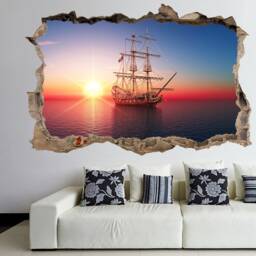 Pirate Sailing Ship Sunset Wall Decal Sticker Mural Poster Print Art Home Office Decor Dp12 - thumbnail 3