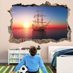 Pirate Sailing Ship Sunset Wall Decal Sticker Mural Poster Print Art Home Office Decor Dp12 - thumbnail 2