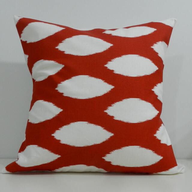 New 18x18 Inch Designer Handmade Pillow Cases in Red Ikat