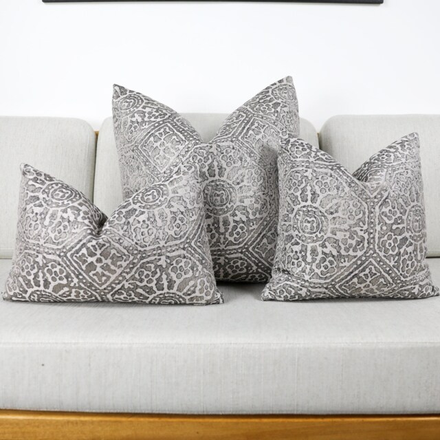 Charcoal Cabrini Distressed Tile Cushion Covers, Designer Throw Pillows, Luxury Scatter Cushions By Bill Beaumont - image 1