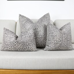 Charcoal Cabrini Distressed Tile Cushion Covers, Designer Throw Pillows, Luxury Scatter Cushions By Bill Beaumont