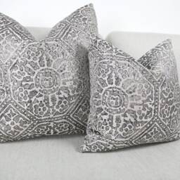 Charcoal Cabrini Distressed Tile Cushion Covers, Designer Throw Pillows, Luxury Scatter Cushions By Bill Beaumont - thumbnail 2