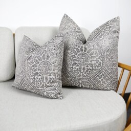 Charcoal Cabrini Distressed Tile Cushion Covers, Designer Throw Pillows, Luxury Scatter Cushions By Bill Beaumont - thumbnail 3