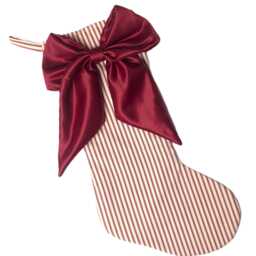 Striped Stocking With Large Satin Bow Handmade Calico Lining, Personalised, Classy Christmas