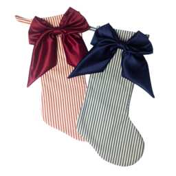 Striped Stocking With Large Satin Bow Handmade Calico Lining, Personalised, Classy Christmas - thumbnail 4