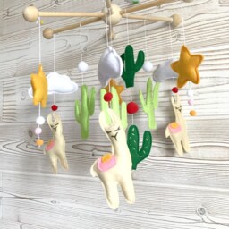 Mobile Baby, Theme Lama & Cactus, Cradle Suspension, Baby Room Decor, Games, Suspension Deco - thumbnail 2