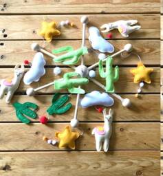 Mobile Baby, Theme Lama & Cactus, Cradle Suspension, Baby Room Decor, Games, Suspension Deco - thumbnail 1