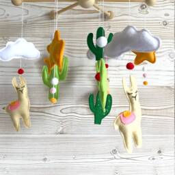 Mobile Baby, Theme Lama & Cactus, Cradle Suspension, Baby Room Decor, Games, Suspension Deco - thumbnail 3